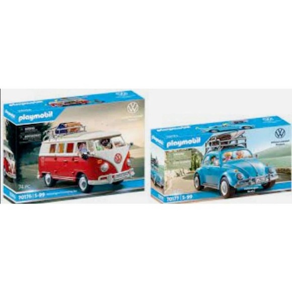 New Playmobil 70176 T1 Camping Bus  70177 Volkswagen Beetle 2021 V W Official - Picture 1 of 5